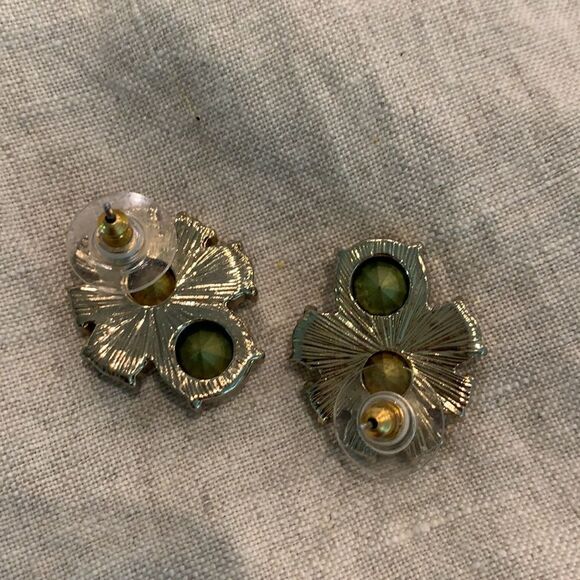 Crystal Cluster Gold Earrings - Picture 4 of 6